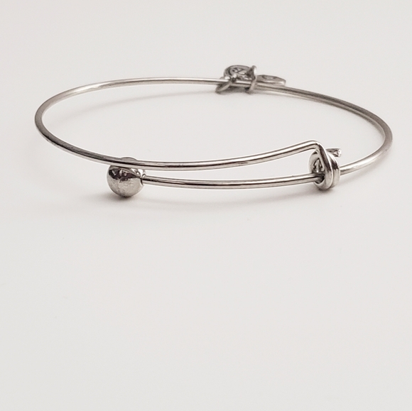 Retired Brighton Heart & B Charm Silvertone Adjustable Bangle Bracelet - Picture 4 of 4